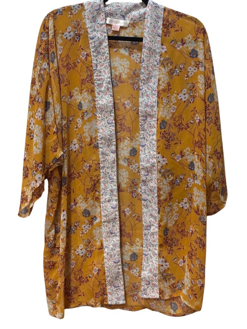 Band of Gypsies Floral Kimono XS Boho Duster Festival Cottagecore Beach Cover Up